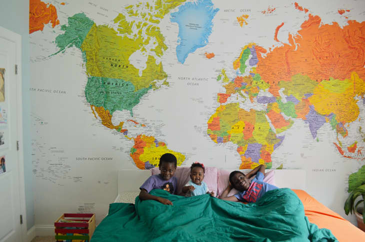 How A World Map Wall Brought A Family Closer Together Cubby   Stacey Ann B Map Kids Room 1